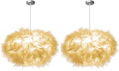 2 Stuks Modern Hanglamp Veren 45cm Ovaal Kroonluchter Slaapkamer Plafondlamp voor Woonkamer Wit