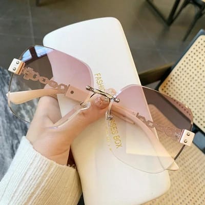Dernières Lunettes de Soleil Carrées Femmes Élégantes Designer Classiques Lunettes de Soleil Femmes Sans Monture Forme Ronde Lunettes d'Extérieur Other