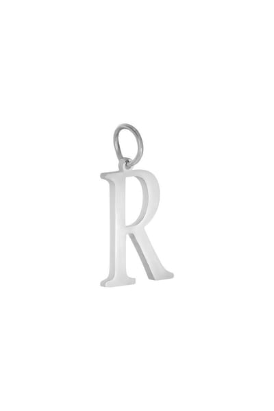 Bedel letter R - charm lettre R - kleur zilver - silver - stainless steel - RVS - waterproof - voor ketting of armband - cadeau moeder vader dochter vriend