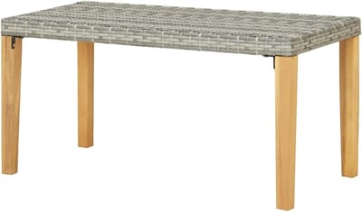 Tuinbank Rotan - Buitenbank Balkon - Ontspannen Buiten - Massief Houten Poten - 120 cm - Grijs