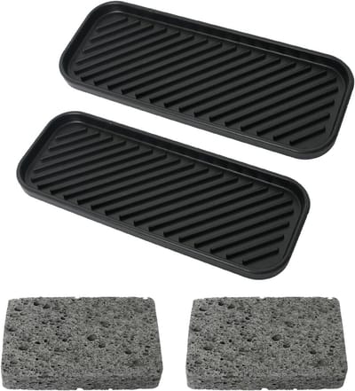 2-delige gootsteenmatten set met schrobsponzen, antislip siliconen bakjes voor aanrecht en badkamer