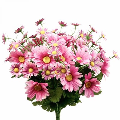 Kunstmadeliefjes boeket kunstbloemen roze 44cm
