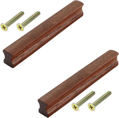 Set van 2 Houten Deurgrepen, 128mm Gatenafstand, Stevige Kastknoppen voor Keuken, Kasten en Lades