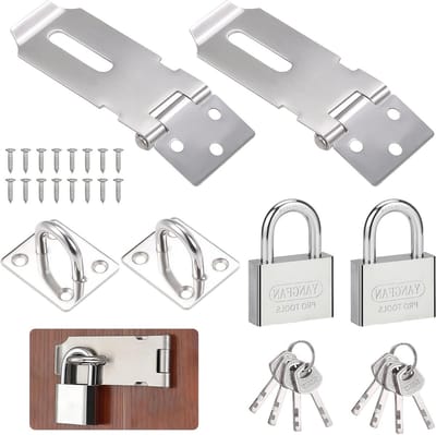 2 Stuks RVS Grendel Hasp met Hangslot en Schroeven, 3 Inch Hasp voor Deuren en Kasten, Veiligheidsoplossing voor Slaapkamer en Badkamer