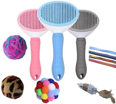 CHICNEST - Kattenborstel + verrassings speeltje ERBIJ! - Kattenkam - Borstel voor katten - katten Borstel voor langharig/kortharig - roze