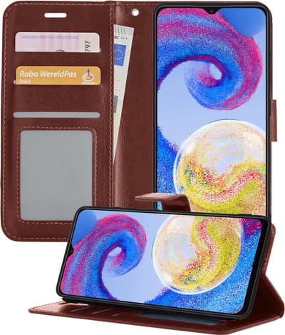 Hoesje - Geschikt voor Samsung Galaxy A04s - Luxe Bookcase - Walletcase Hoes - Portemonnee - Cover - Telefoonhoes - Bruin