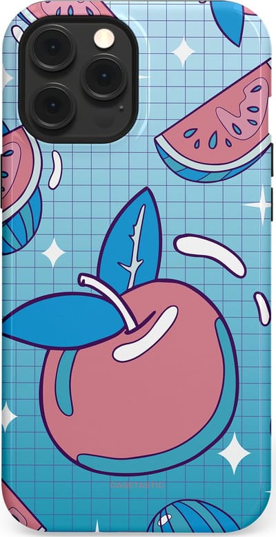 Casetastic Hoesje Geschikt voor Apple iPhone 12 Pro Max Magsafe - Stijlvolle Beschermende Duo-layer Case - Fruitige appel ruitjes