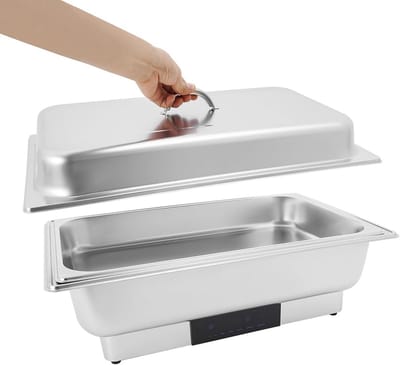Elektrische Voedselwarmer - Buffet Chafing Dish - Warme Gerechten Serveren - Temperatuurregeling Touchscreen - 9 Liter Capaciteit - Zilver