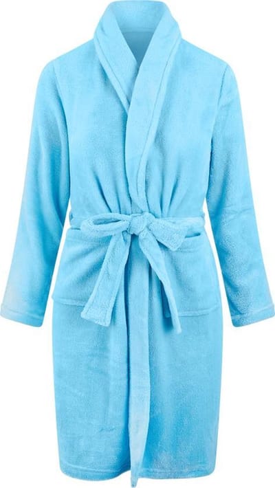 Kinderbadjas - lichtblauw - kinder badjas fleece - meisjes & jongens - ochtendjas- maat 110/116
