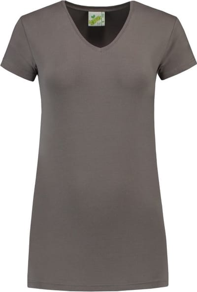 Lemon & Soda dames T-shirt met een V-nek in kleur pearl grey in de maat M.
