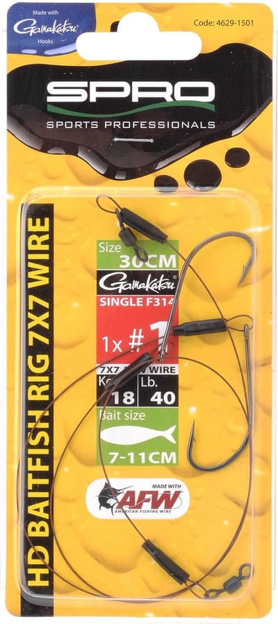 Spro Heavy Duty Baitfish Rig 7 x 7 - 30 cm - enkele haak - haakmaat 1
