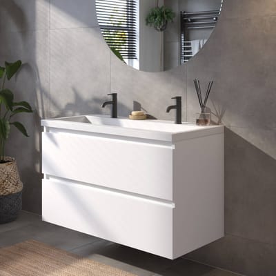 Saqu Gaia Badkamermeubel Set - 100x51,5 cm - Voorgemonteerd - Wit - Wastafelmeubel - Badmeubel