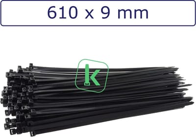 PRO-TIE® - Tyraps, kabelbinders 610 x 9 mm Zwart UV bestendig (Zak 100 stuks) (tiewrap/tyrap/tie-wrap/bundelbandje/colsonbandje/)