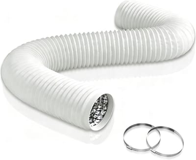 ventilatieslang van PVC, 75 mm, 3 m, flexibele luchtafvoerslang van aluminium met 2 slangklemmen van roestvrij staal voor wasdroger, ventilator, afzuiger