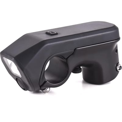 Tige de guidon de vélo 3 en 1, Rechargeable par USB, 31.8mm, avec phare LED et électronique noir