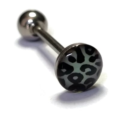 Aramat Jewels | Tongpiercings | Zwarte Panter Stalen Tongpiercing | | | |7mm | Staal | Volwassenen | Verkleurd niet