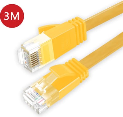 BukkitBow - Cat6 - U/UTP Kabel – Netwerkkabel – Extra Plat – 3 Meter – Geel