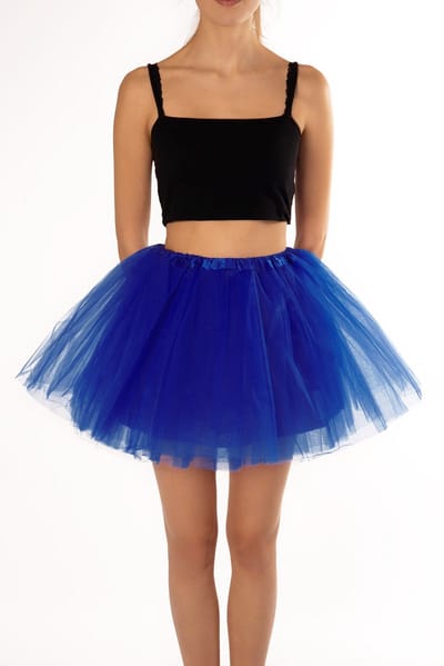 KIMU® Tutu Konings Blauw Tule Rokje - Maat L XL XXL - Donkerblauwe Petticoat Rok Dames - Onderrok Tulerok Vrouwen Smurf Fee Festival