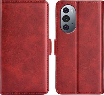 MobyDefend Hoesje - Geschikt voor Motorola Edge 30 Pro - Luxe Wallet Book Case (Sluiting Zijkant) - Rood