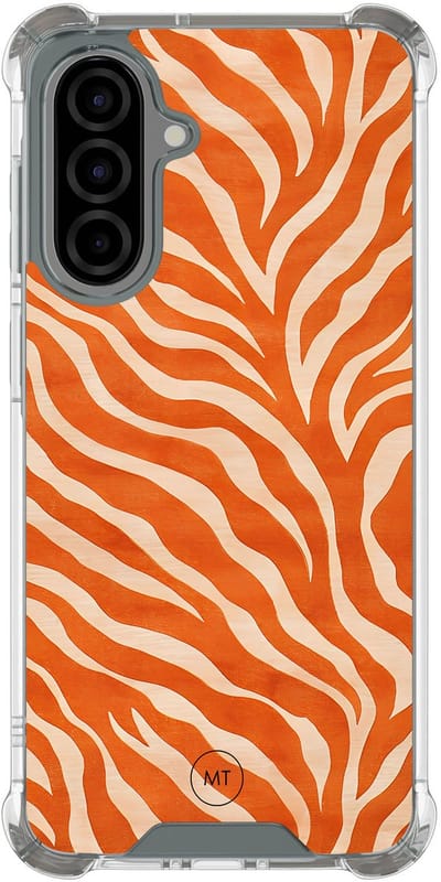 Hoesje (shockproof) geschikt voor Samsung Galaxy A56 - Zebra oranje - Extra sterke case - TPU/polycarbonaat - Print - Oranje, Transparant