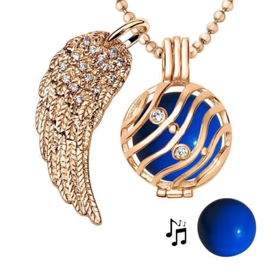 Engelenroeper 18mm Bolhouder met Ketting 90cm en Bolletje - Dames - Roségoudkleurig Golven - EBS18091