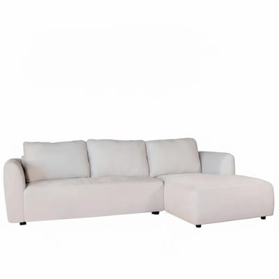 Hoekbank Hudson 280cm chenille lichtgrijs bank rechts loungebank hoeksalon