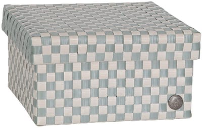 Opbergbox lichtgroen geruit patroon met deksel – stevige kunststof mand – decoratieve opbergdoos voor woonkamer, slaapkamer en kantoor - Handed By Cube Basket large