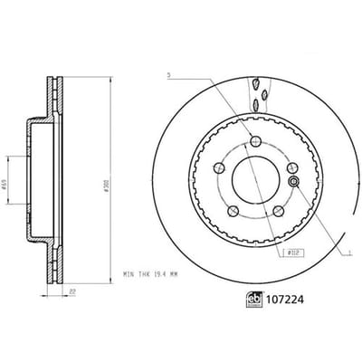 Febi Bilstein Remschijf FEBI 107224, 1 stuk