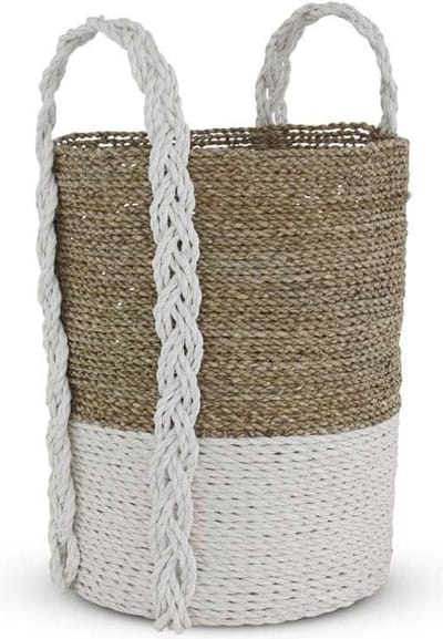 Safaary - Rieten Mand van Zeegras Wit Bali Melin-Ø 30 x 32cm