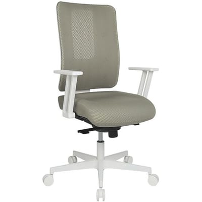 Topstar bureaustoel Sitness Life 50, met armleuningen, 3D-synchroonmechanisme, holle zit, netrugleuning, alluviaal/wit