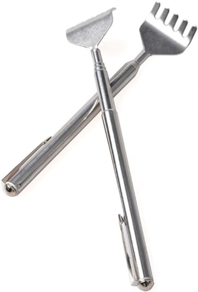 Ruggenkrabber 2 Stuks - Uitschuifbaar Hand - Ontspanning Bereiken - Telescopisch Roestvrij Staal - 17 tot 52 cm - Zilverkleurig