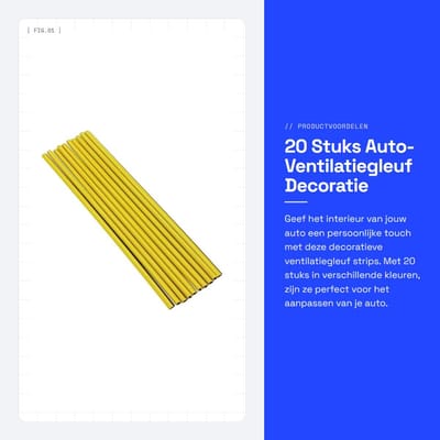 Dailygoods- Ventilatiegleuf Decoratieve Strip - 20 Stuks - PVC - Auto-Airconditioning - Interieur Accessoires - Diverse Kleuren - Afmetingen 200mm x 8mm x 4mm - Decoratieve Strips