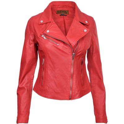 Dames klassiek leren Brando bikerjack-Loughton