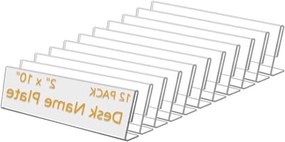 Bureau Naamplaatjes - Naambordjes Kantoor - Professioneel Presenteren - Transparant Acryl - 12 stuks - Helder