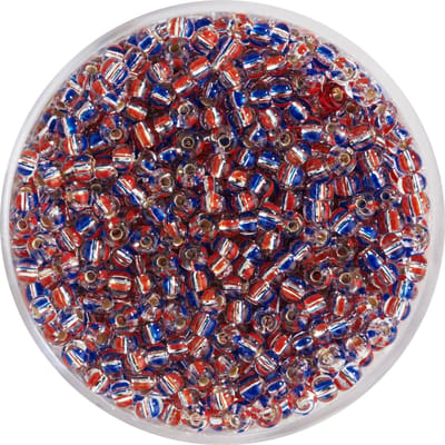 Rocailles kralen, kristal, 2,6 mm - Rood/ Blauw