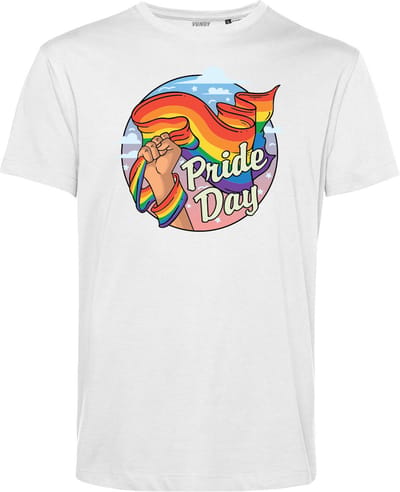 T-shirt Pride Day | Gay pride shirt kleding | Regenboog kleuren | LGBTQ | Wit | maat XS