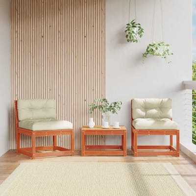 vidaXL - Tuinbanken - met - kussens - 2 - st - massief - grenenhout - wasbruin