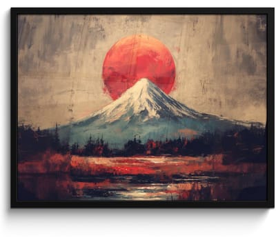 Poster in lijst - Fotolijst 80x60 cm - Posters - Bergtop - Sneeuw - Zon - Posterlijst zwart - Decoratie - Wanddecoratie woonkamer - Muurdecoratie slaapkamer
