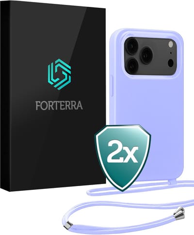 Hoesje Geschikt voor iPhone 17 Pro Case Siliconen Hoes Met Koord - Hoes Geschikt voor iPhone 17 Pro Met Telefoonkoord Hoesje Backcover - Lila - 2 PACK