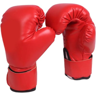 Gants de Boxe pour Enfants et Adultes en Cuir PU Gants de Frappe pour Filles et Garçons Équipement de Taekwondo Kickboxing Équipement de Sparring de Karaté pour la Maison Utilisation Pratique red