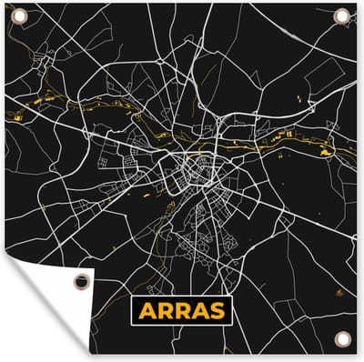 Tuin poster Plattegrond – Kaart – Stadskaart – Frankrijk – Arras - 200x200 cm - Tuindoek