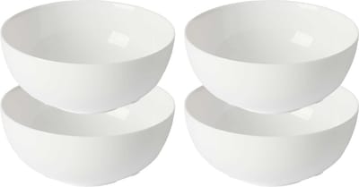 Vivalto Kommetjes/serveer schaaltjes/soepkommen - 4x - Opal - keramiek - D15 x H6 cm - ivoor wit - Stapelbaar
