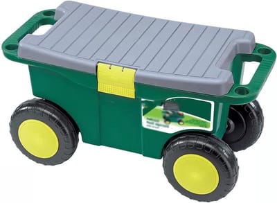 Tuinstoel met Wielen - Kruk Zonder Rugleuning - Tuinieren Zonder Pijn - Met Opbergvak - 45 cm Diep - Groen