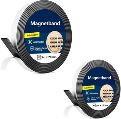 Dailygoods- Magneetband 3 meter - Zelfklevend - Magneetstrip 2 mm - Magnetische Tape - Magnetische Band - Set van 2 maten