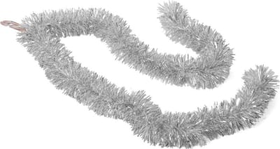 Gerimport Kerstslingers - glitter zilver - folie - 180 x 7 cm - kerstboom versiering/guirlandes