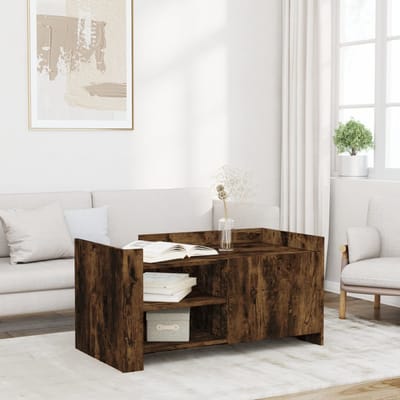 vidaXL - Salontafel - 100x50x50 - cm - bewerkt - hout - gerookt - eikenkleurig