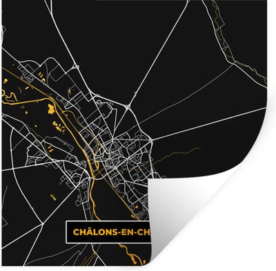 Muurstickers - Sticker Folie - Kaart - Plattegrond - Frankrijk - Chálons-en-Champagne - Stadskaart - 100x100 cm - Plakfolie - Muurstickers Kinderkamer - Zelfklevend Behang XXL - Zelfklevend behangpapier - Stickerfolie
