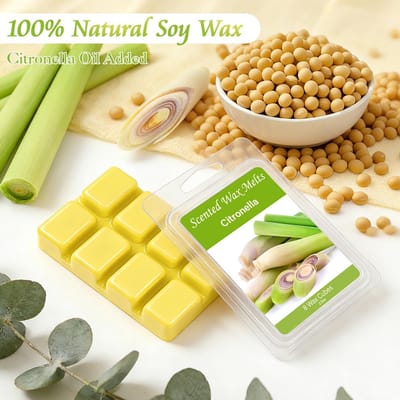 Dailygoods- Geurwas Citronella - Waxmelts - Geurblokjes - 6 Stuks - Sojawas - Etherische Citroengrasolie - Aangename Geur