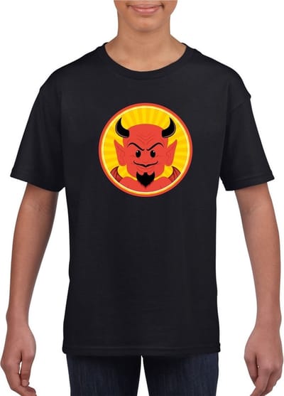 Halloween duivel t-shirt zwart jongens en meisjes - Rode duivels shirt kind 110/116