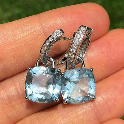 POMOiii Kleine frisse lichtblauwe CZ-oorbellen voor vrouwen Modern design Delicate vrouwelijke accessoires Bruiloft feest trend sieraden E1502 gray